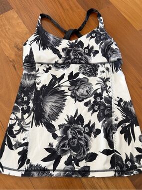 lululemon athletica Black and White Floral Tank Top